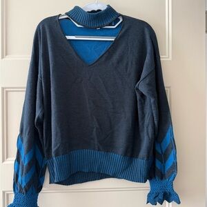 DVF Women's Becky Blue Cutout Wool-jacquard Sweater